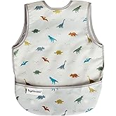 Tiny Twinkle Mess Proof Baby Bib for Boys | Waterproof Toddler Bib for Eating | Baby Apron for Feeding, Machine Washable | Perfect Shower Gift (Dinosaur, 6–24M)