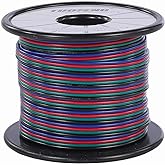 TUOFENG 4 Colors Lights Line 40 ft Spools RGB Extension Cable Line 4 pin 20 AWG Electrical Wire for Single LED Strip Light