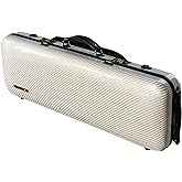 Christina 4/4 Full Size Violin case High-Strength Carbon Fiber Rectangular Violin Music Bag With Combination Lock and Extra Bag White Violin Hard Case (VB-Square-White Stripe spot)