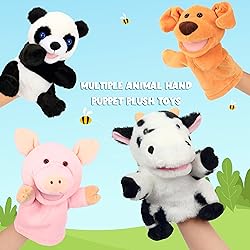 Easfan Cow Hand Puppet with Movable Mouth