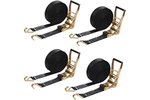 MNMAJE 4PACK Ratchet Straps Heavy Duty, 8000 LBS Break Strength Ratchet Strap Tie Down, 2” x 27ft Black Tie-Down Ratcheting Cargo Truck Straps with Durable Double J Hook for for Truck (Black, 2IN X 27FT)
