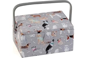 Hobby Gift Exclusive Medium Sewing Craft Hobby Storage Box, Accessories Tray Pin Cushion Pocket PVC Handle 18.5 x 25.5 x 14.5