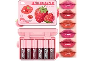 QIUFSSE Lip Tint Stain,6 Colors Lip Stain Long Lasting Waterproof,Multi-use Lip and Cheek Stain,Mini Lipstain Liquid Lipstick