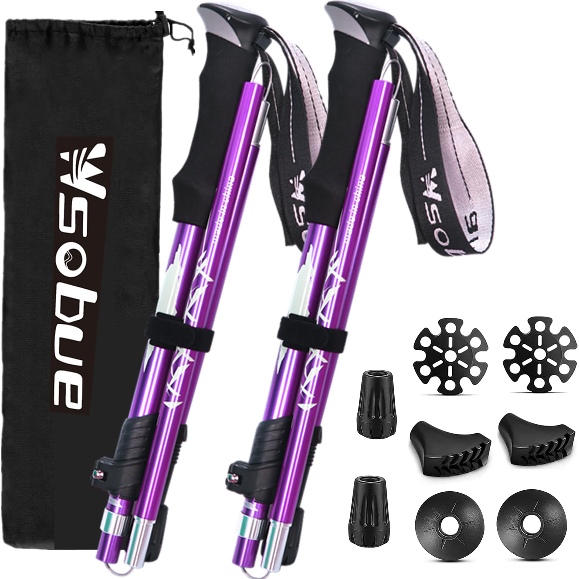 Trekking Pole, Collapsible Walking Hiking Stick for Men Women, Ultralight Aluminum Ski Pole with EVA Grip