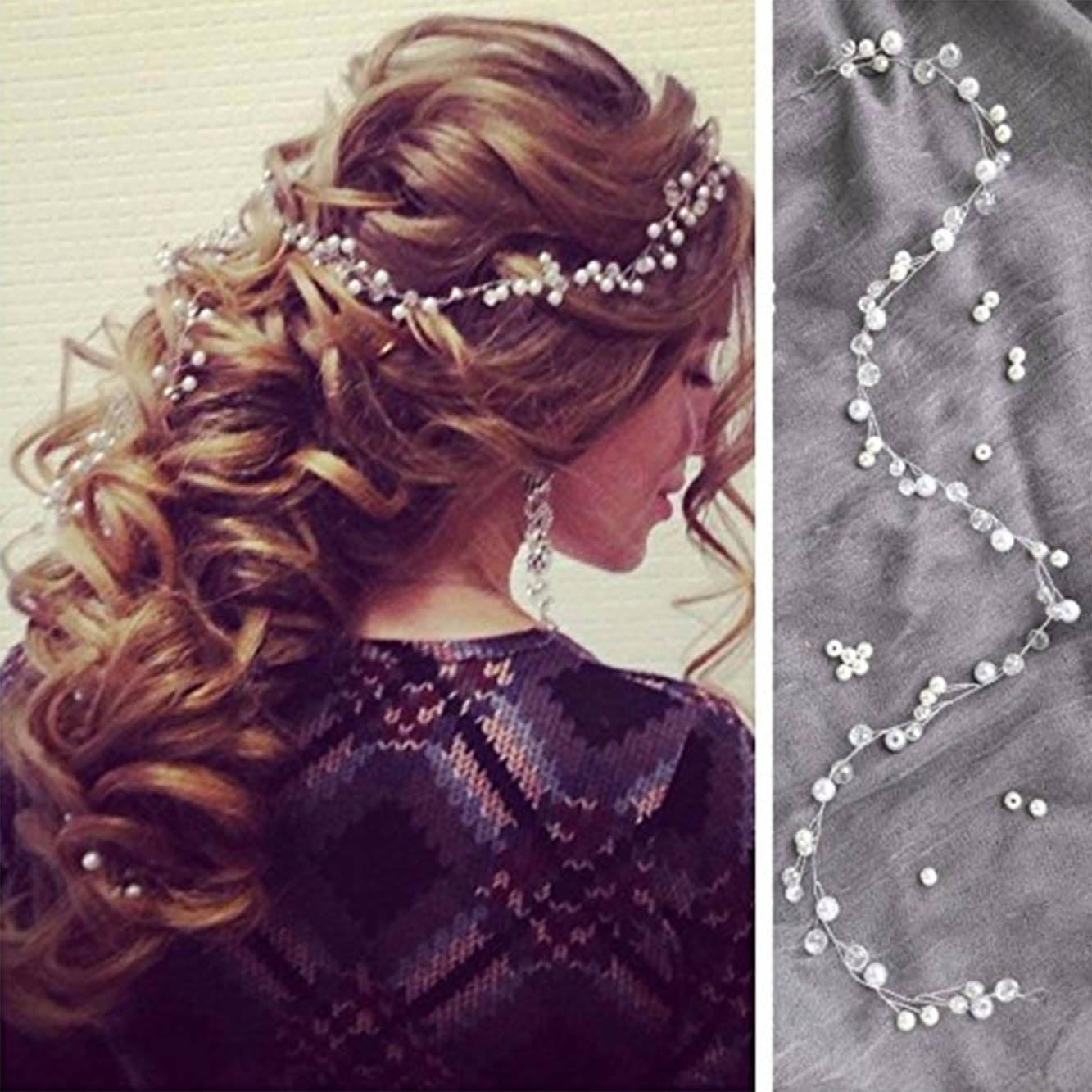 Simsly Wedding Hair Vine Headband Bridal Headpiece Wedding Hair Accessories Pearl for Brides and Bridesmaids FS-082