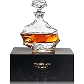 TsukiGlass Storm Japanese Crystal Whisky Decanter, 750ml, Gifts for Men | 100% Ultra Clarity Lead-Free Crystal, Elegant Liquor Carafe, For Whiskey, Scotch, Bourbon &amp; Spirits, Premium Gift for Men