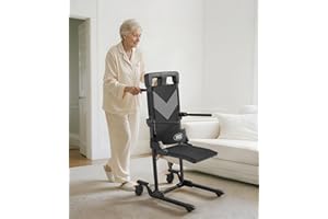 VOCIC Movable Electric Chair Lift with 4 Wheels, Portable Rolling Chair Lift with T-Stabilized Base, Short-Distance Transport, Help Stand from Floor for Seniors, Supports 350 LBS, AX35