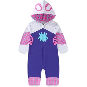 Marvel Spider-Gwen Girls Cosplay Hooded Coverall for Infant to Little Kids