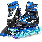 MammyGol Adjustable Inline Skates for Kids Boys Girls Youth Beginner with Light up Wheels Ages 4-16