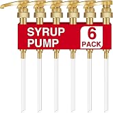 VOISEN Coffee Syrup Pump, 6 Pack Gold Syrup Pump | Skinny Syrup Pump for 750ml 25.4oz Syrup Bottle, Syrup Pump Dispenser for Coffee Bar Drinking Mixes,Davinci,Jordans