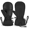 Andake Kids Ski Mittens Winter Warm Waterproof & Breathable Toddler Snow Gloves with Easy-to-Wear Zippers
