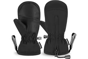 Andake Kids Ski Mittens Winter Warm Waterproof & Breathable Toddler Snow Gloves with Easy-to-Wear Zippers