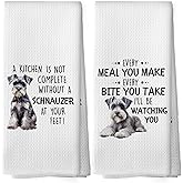 XPH Funny Schnauzer Gifts Kitchen Dish Towel Set of 2, Doggy Lovers Gifts for Women, Dog Bathroom Decor, Puppy Pet Mom Gift Hand Towels Kitchen Tea Towels Decorations, 16x24inch