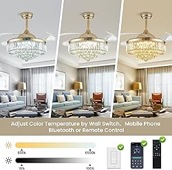 Siljoy 36 Inch Gold Fandelier Ceiling Fan with
