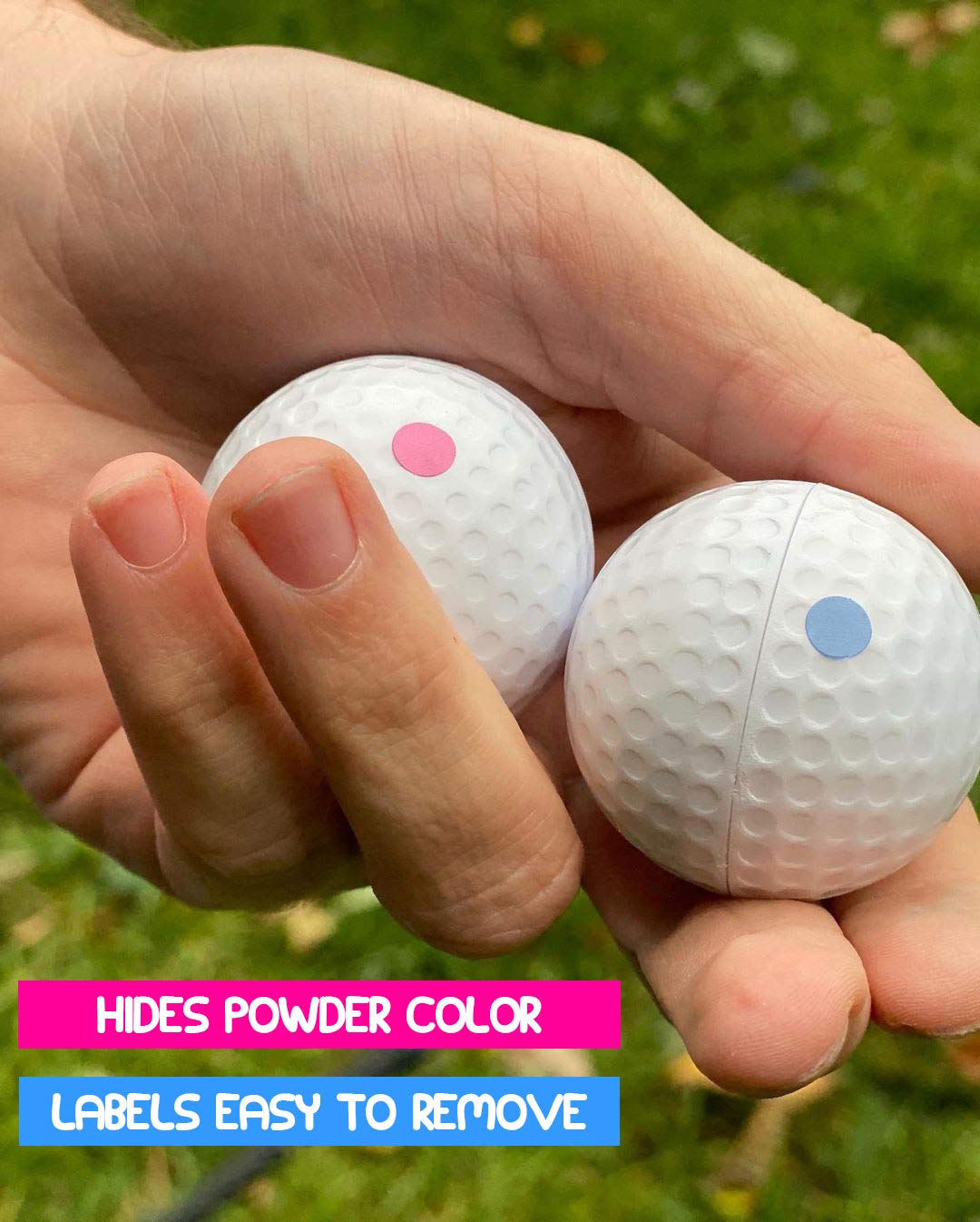 Gender Reveal Golf Balls Exploding Golf Ball Set (1 Pink + 1 Blue + 2 Wooden Tees per Pack) Girl or Boy Baby Reveal Ideas | Announcement Party Themed Gender Reveal Decorations Powder Explosion
