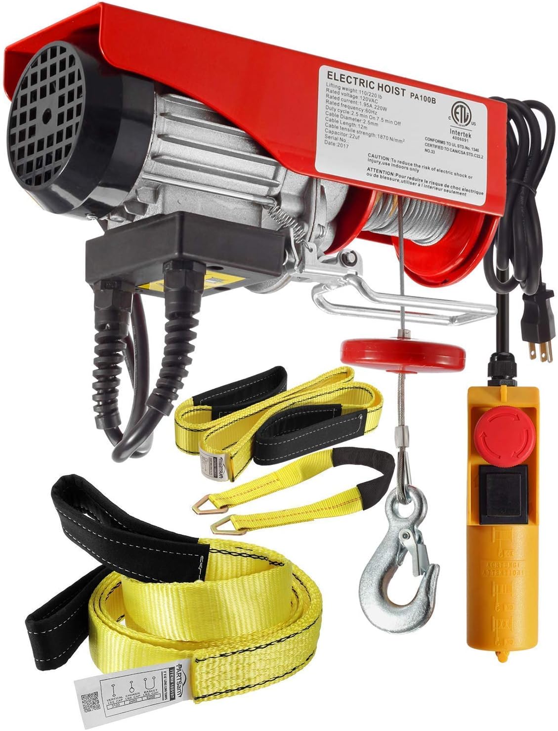 (Bundle Items) Partsam 220 lbs Lift Electric Hoist Crane
