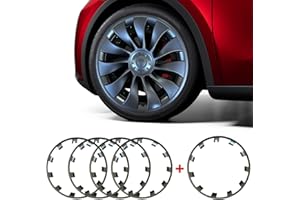 TERAPATON 5 PCS Tire Trim Rings, Fit Tesla Model Y 2017-2024 Wheel Rim Protector Rim Guard Rim Hubcaps Cover Tire Trim Rings, Wheel Rim Protection Accessories (21Inch Black 5PCS)