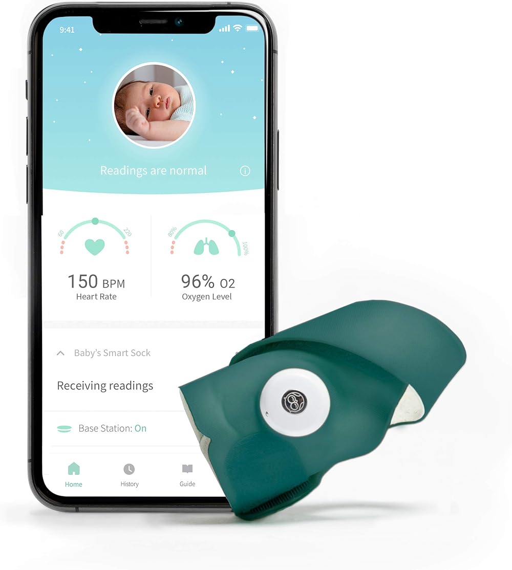 Owlet Smart Sock 3 Baby Monitor Heart Rate Oxygen Sleep Tracking Ocean Green