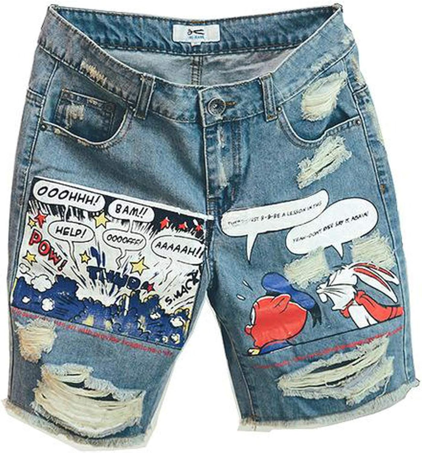 Farysays Men S Relaxed Fit Graffiti Print Distressed Hole Mid Rise Denim Jean Shorts At Amazon Men S Clothing Store