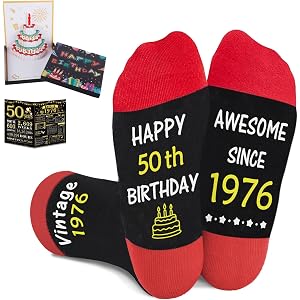 Juesly Birthday Gifts for Men & Women - Crew Socks In Gift Box | Funny Socks with Pop-Up Birthday Card & Back In Poster - Bir