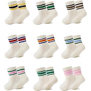 Durio Toddler Grip Socks Multipack Non-Slip Cotton Crew Socks Ages 1-5 | Soft Cotton-Blend Toddler Crew Socks with Full-Sole