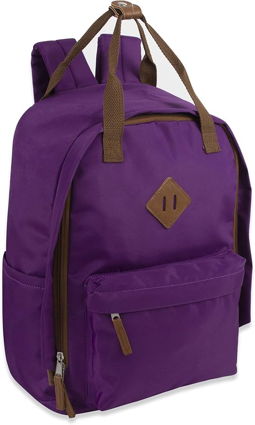 Emma & Chloe Microfiber Laptop Bag Purple Backpack Purse