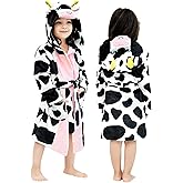 LOLANTA Boys' Girls' Hooded Flannel Bathrobes Kids Soft Sleepwear Animal Dressing Gown Festivals Birthday Gift