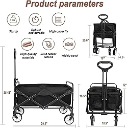 Collapsible Foldable Wagon, Beach Cart Large