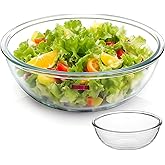 Yuixoseu 6.5 Quart Large Glass Mixing Bowls, Clear Glass Salad Bowls for Cooking, Salad Mixing, Fruit Bread Storage, Dishwasher, Microwave and Freezer