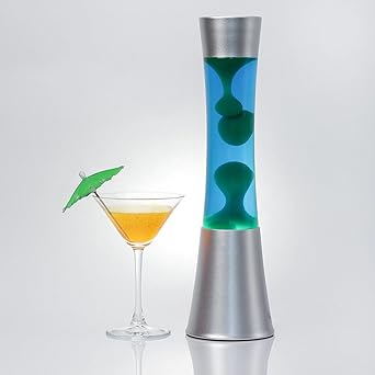 Schöne Lavalampe 'Sandro' in blau - grün / 39 cm hoch / mit Kabelschalter / Lavaleuchte