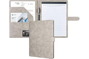 Mymazn Padfolio Portfolio Folder, Faux Leather Interview Resume Folder with Document Organizer & Business Card Holder, Letter