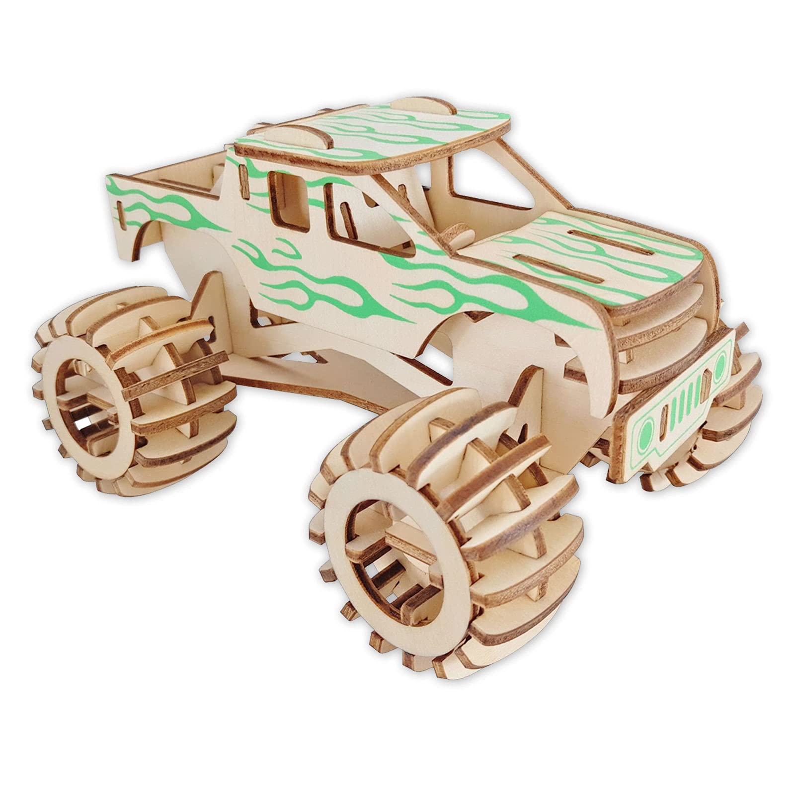 3D Puzzle Hot Rod Wooden Model Car Kit - Detailed & Sturdy - Mechanical