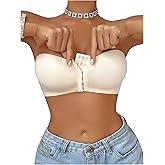 MakeMeChic Women's Strapless Bra Front Closure Wireless Bralette Bandeau Bra Push Up Bras