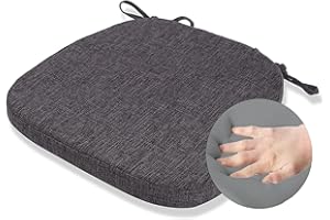 KGPLOME Chair Cushion with Ties for Dining Chairs - Memory Foam Non Slip Kitchen Chair Pad and Dining Seat Cushion with Machine Washable Cover [16.5 x 16.2 Inches] (Black Gray, 1)