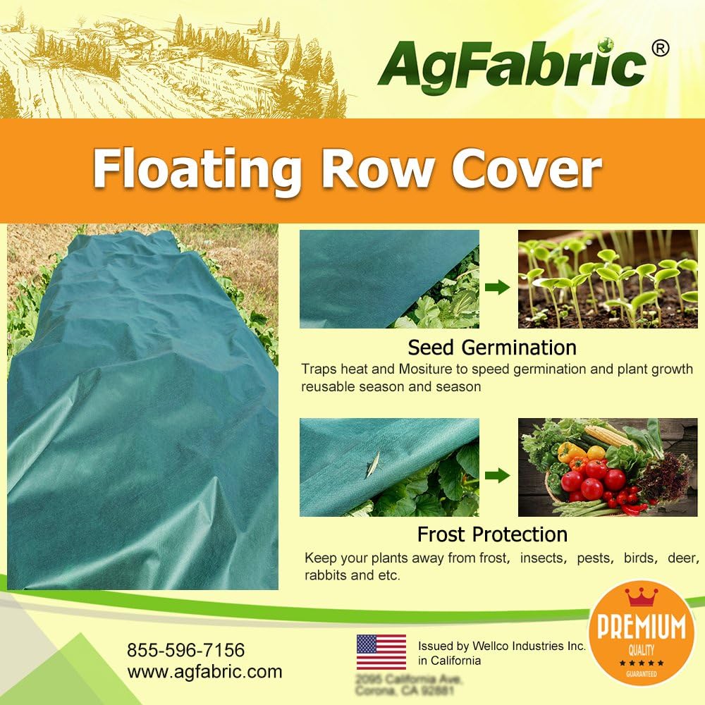 Agfabric Plant Cover Freeze Protection,6'x25',1.5oz,Floating Row Cover for Winter Cold Weather Protection Season Extension