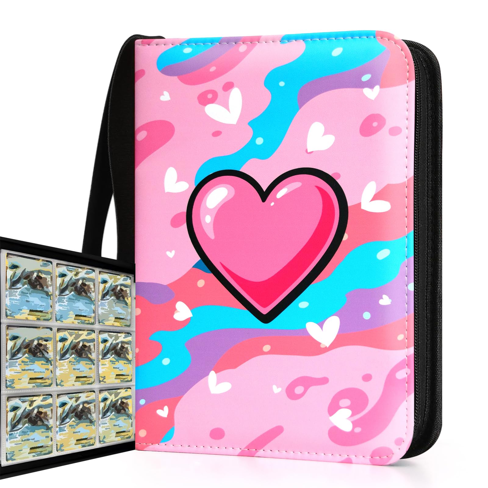 Card Binder 720 Pockets, 9-Pocket Trading Card Holder Collection Album with 40 Sleeves Pink