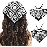 Acenail Black Skull Headbands Crochet Bandanas Headband Web Gothic Head Scarf Halloween Hair Accessories for Women 2Pcs