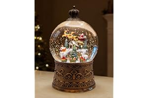 SINOFAYAR Christmas Snow Globes Light up Snowglobes Christmas Lantern with 8 Songs, 6.99" Christmas Snow Globes for Kids Adults, 6H Timer & Dual Power, Christmas Decorations Indoor, Gifts for Women Men