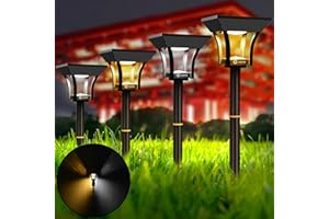 CINOTON Solar Pathway Lights Outdoor with 4 Lighting Modes, 4 Pack IP65 Waterproof LED Solar Powered Wall Lights for Garden Yard Patio Lawn Porch Walkway Backyard Sidewalk Warm & Cold White