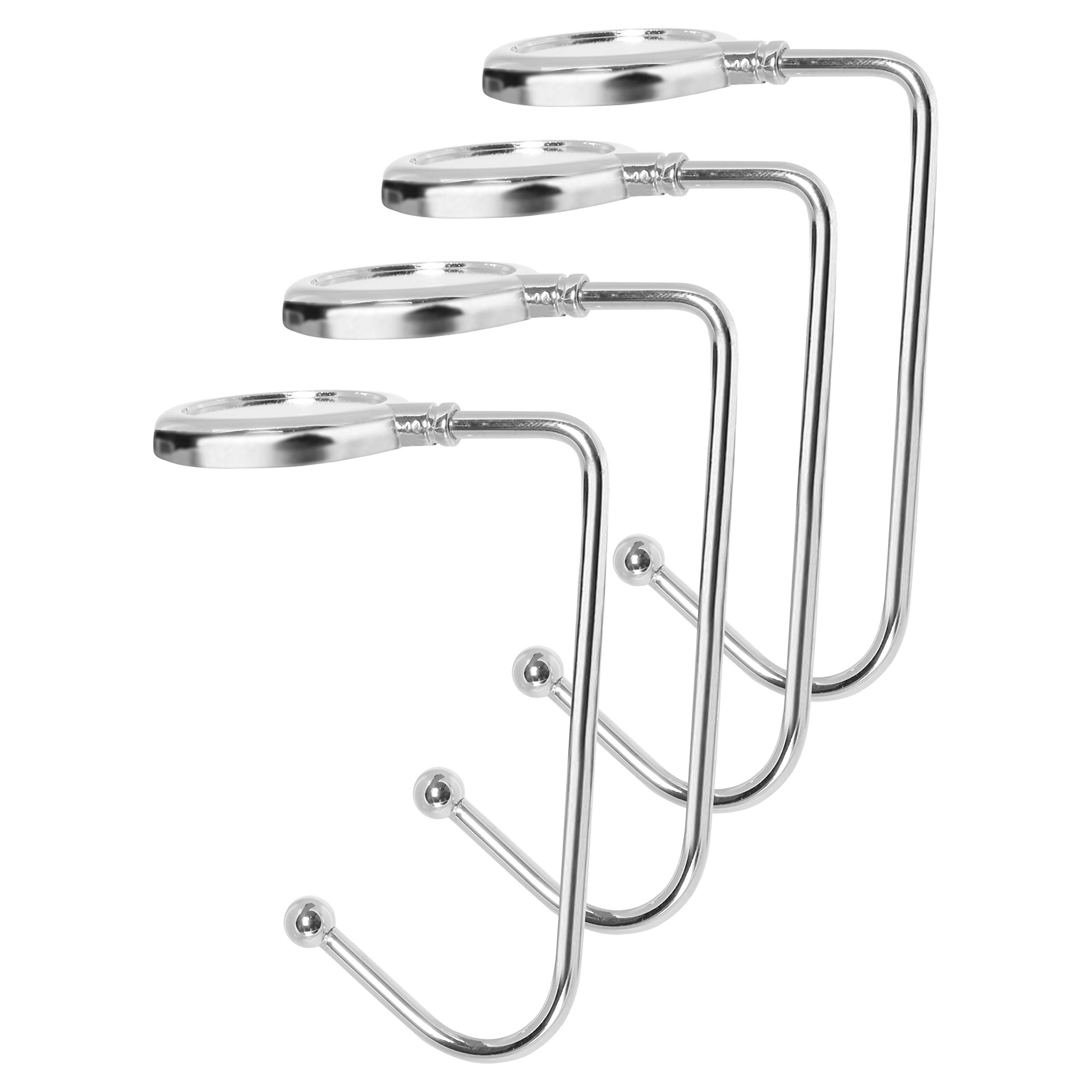 BELLE VOUS Stocking Holders for Fireplace (4 Pack) - Silver Christmas Stocking Holder with Anti Skid Safety Hang Grip - Xmas Party Fireplace Mantel Decoration Stocking Holder Hook