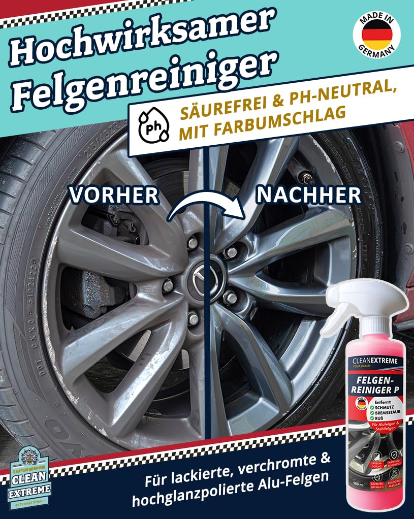 CLEANEXTREME Autowäsche Set Base für Mattlack & Matt-Folie | Autoshampoo Felgenreiniger Insektenentferner Auto-Detailer & Wascheimer mit Deckel 5