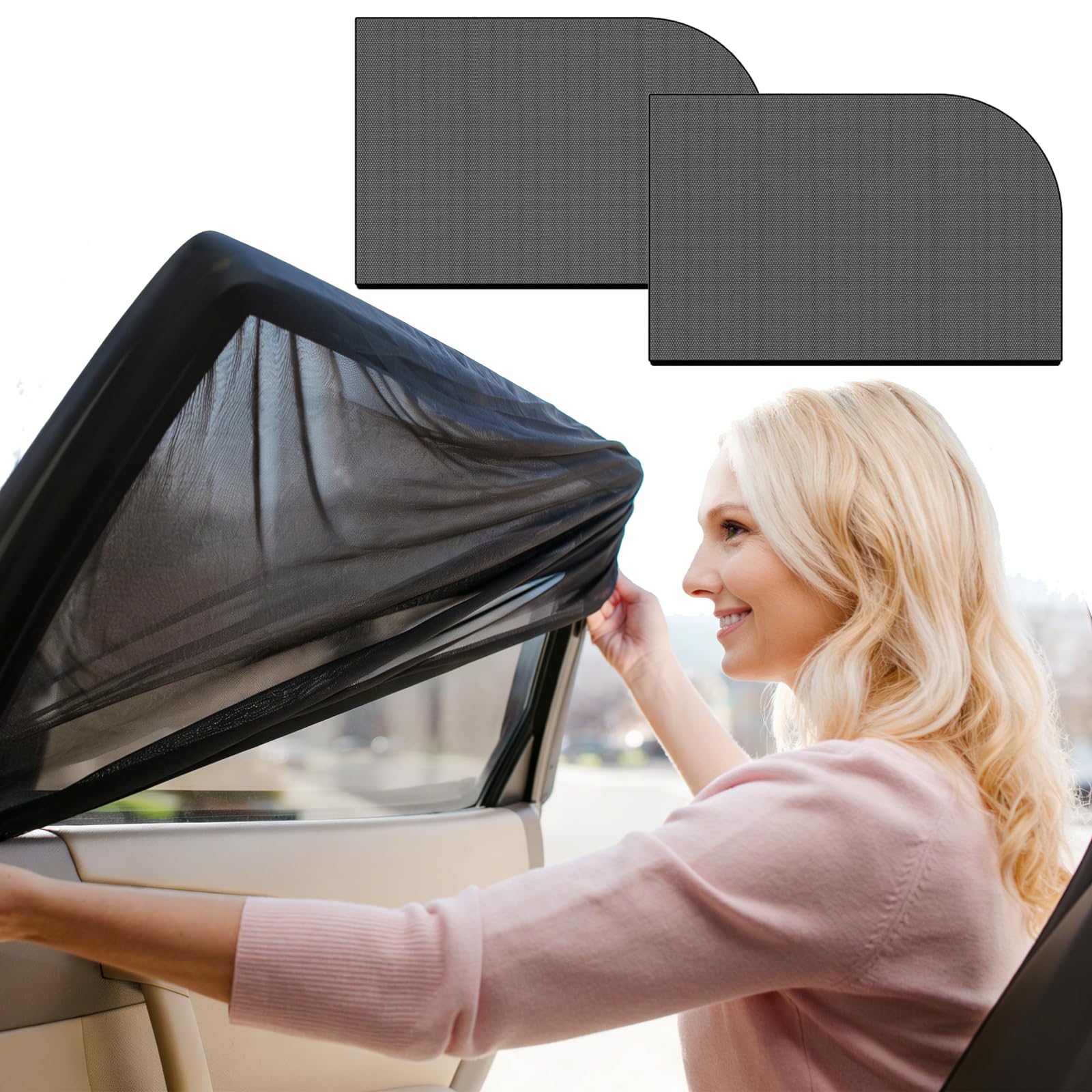 Norhogo 2 Pack Cars Window Sun Shade, sun shades for car windows for Baby, cars blackout blinds rear windows, car blackout blinds for Block UV Ray Mosquito, Fits Most SUV Off-Road, Rear Side Windows