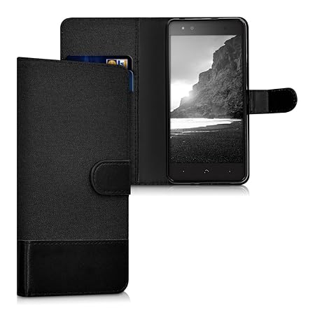 kwmobile bq Aquaris X5 Plus Hülle - Kunstleder Wallet Case für bq Aquaris X5 Plus mit Kartenfächern und Stand