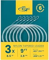 SF 9FT 3X Pre-Tied Loop Fly Leader Nylon Trout Leader 6Pcs