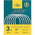 SF 6 Pack Pre Knotted Nylon Fly Fishing Lines 7.5ft 9ft 12ft 0x1x2x3x4x5x6x7x