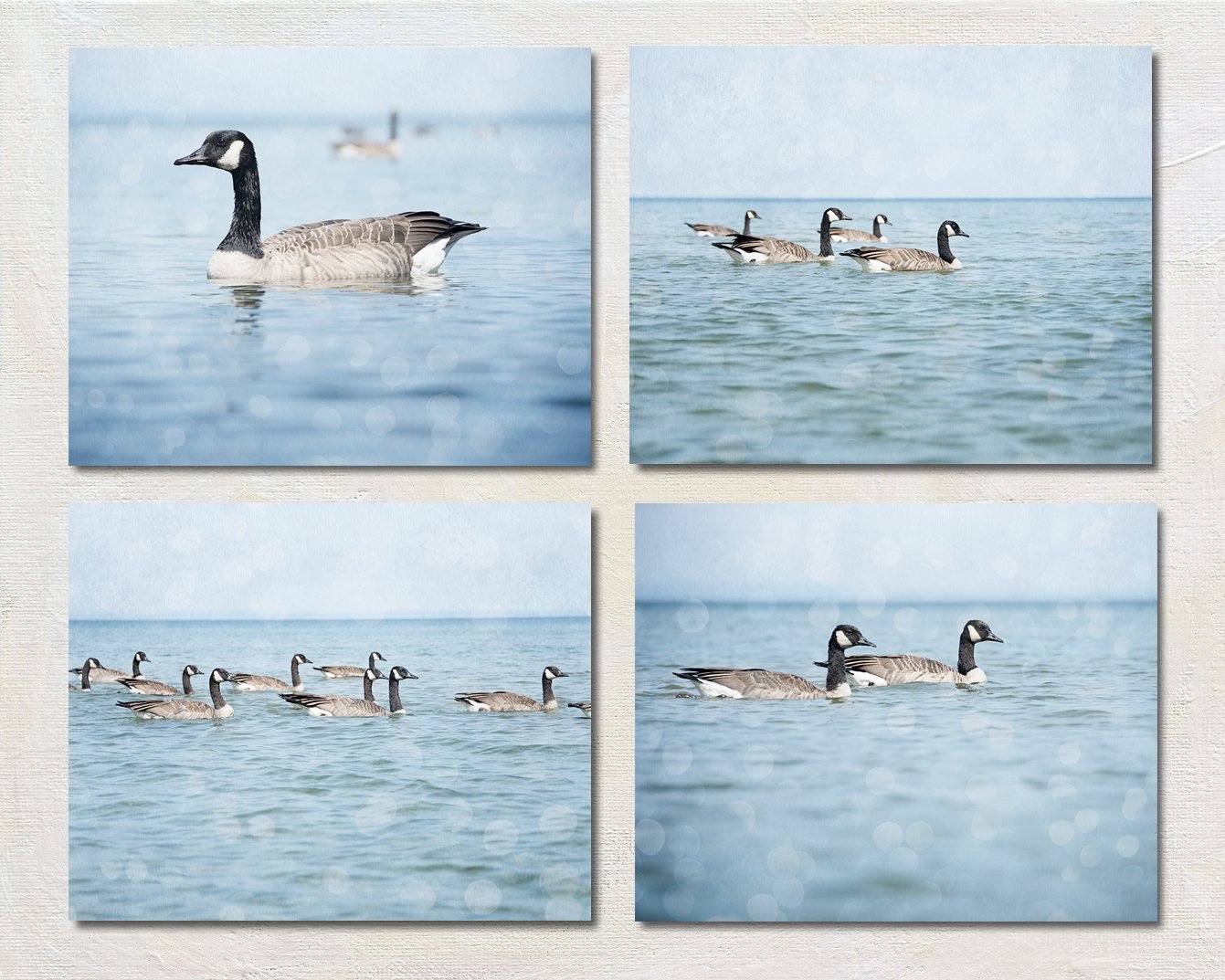 Canadian Goose Wall Art Set of Four Prints, Lake House