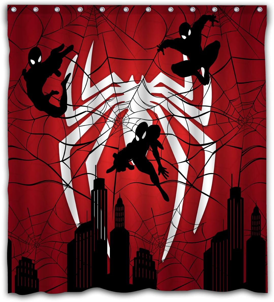 Nicoge Custom Spider Superhero Design Printing Waterproof Fabric Shower Curtain for Bathroom Decor - 66x72 Inches