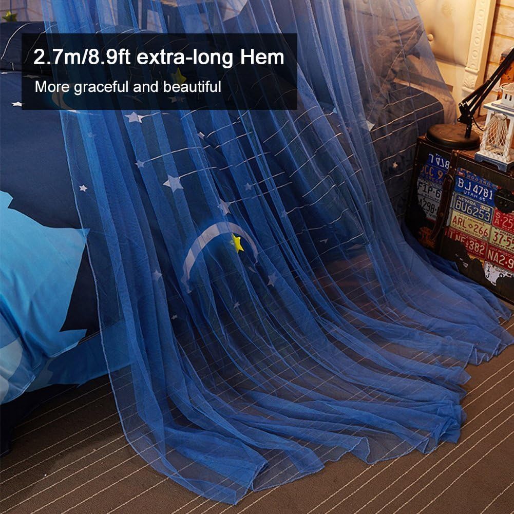 Uarter Bed Canopy Mosquito Net for Kids Bed Conical Curtains Kids Play Tent with Stars for Boys and Girls, Installation-Free, Blue/White (Blue): Home & Kitchen