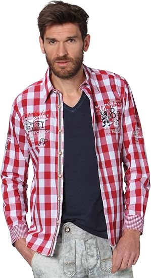 Amazon Co Jp Stockerpointのチロリアン民族衣装 メンズのチェック柄のトラハトシャツdan 白赤 サイズ S 並行輸入品 服 ファッション小物