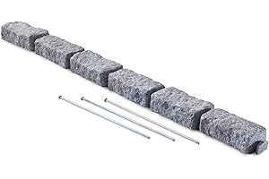 Beuta Landscape Edging | Garden Edging Border | Faux Stone Bricks for Lawn Edging, Flower beds, Pathways & Yard Edging– 1 Pack | Each Section Has 6 Bricks 48" L x 4" W x 2.25" H | 3 Spikes |Greystone